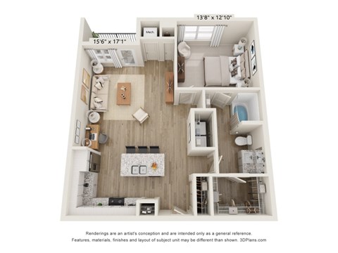 a 3d floor plan of a home with a bedroom